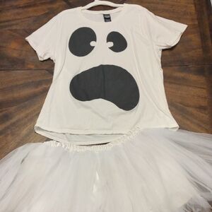 Ghost Costume Women's Size XL shirt and XXL Tutu White
